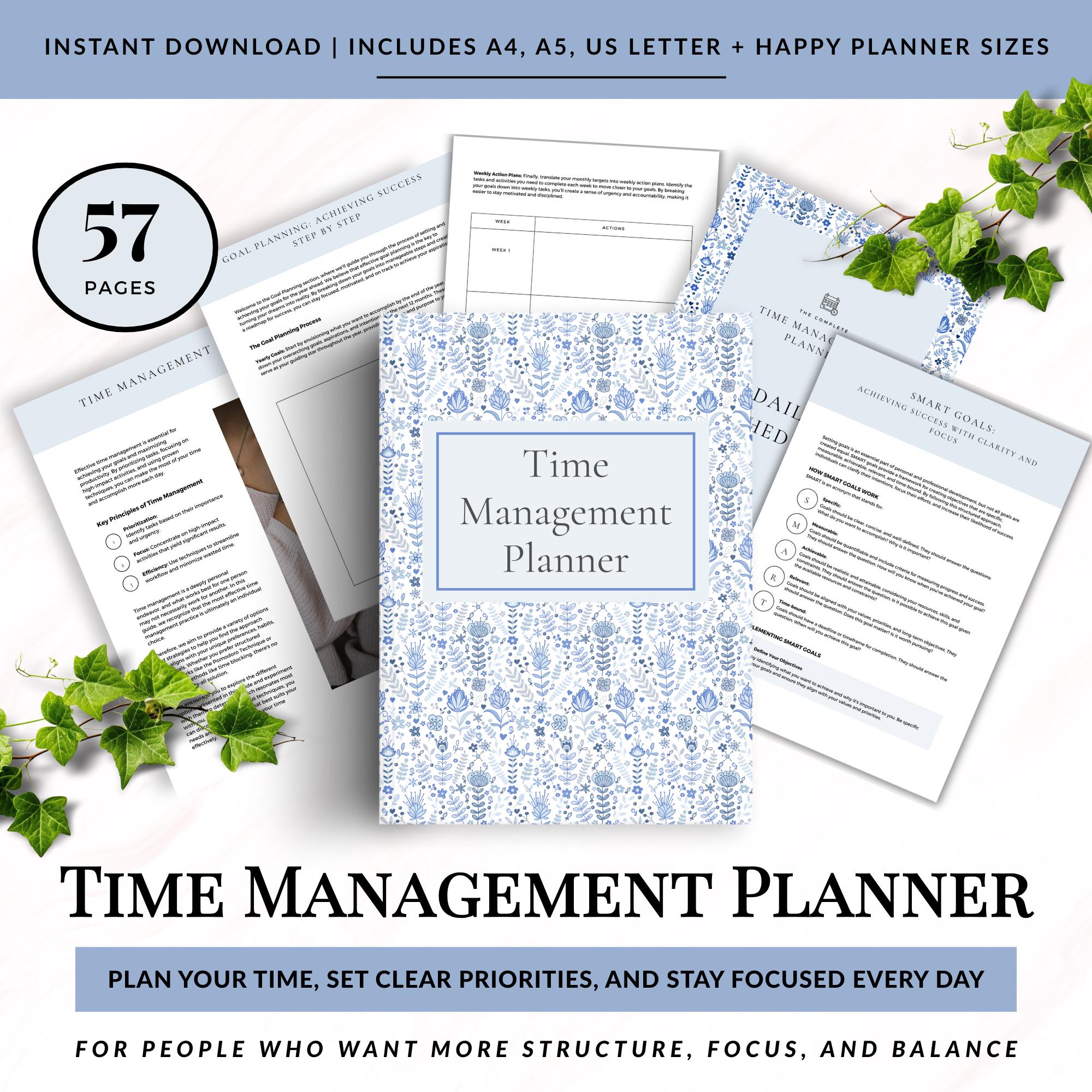 Time Management Planner Printable, Productivity and Focus Planner PDF ...