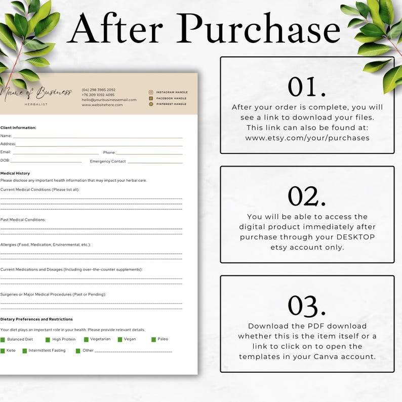 Herbalist Client Intake Form Editable Herbalism Client Form Materia ...