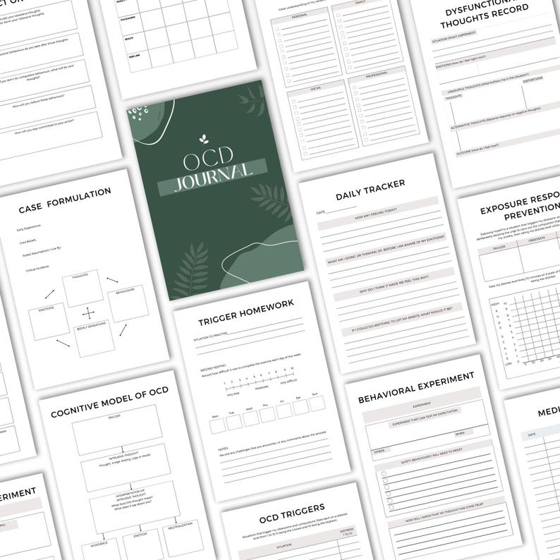 Printable OCD Planner Workbook, ERP Therapy Worksheets, CBT Thought ...