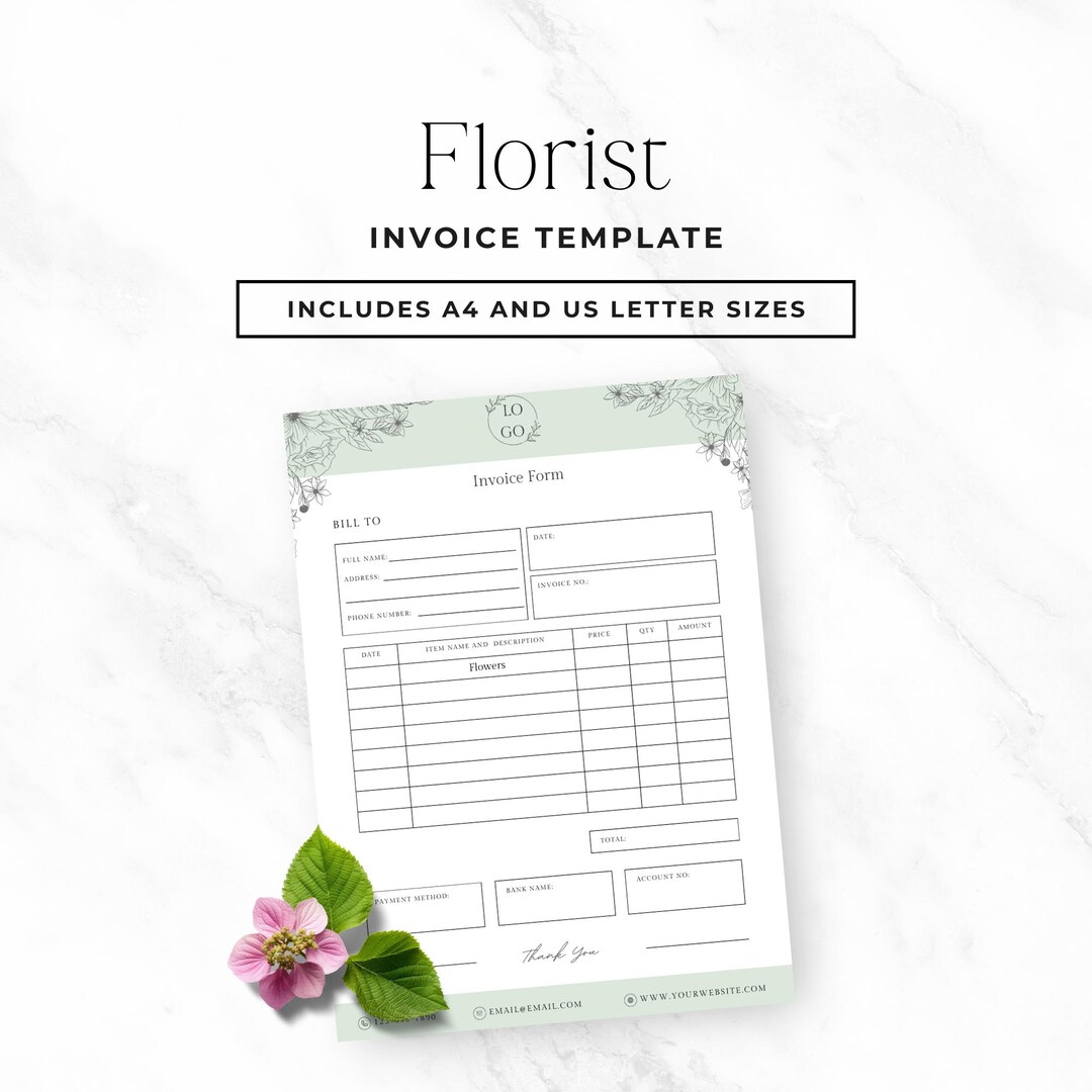 Florist Invoice Template Canva Editable, Wedding Florist Order Form ...