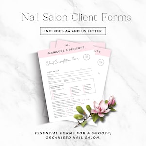 Nail Tech Forms Bundle, Nail Consultation Form, Nail Client Intake Form, Nail Consent Form, Nail Salon Templates, Editable Canva Forms