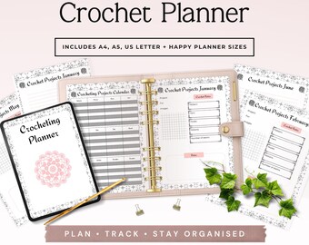 Crochet Planner Bundle, Crochet Journal PDF, Yarn Inventory Tracker, WIP Organizer, Project Planning Pages Phase 4