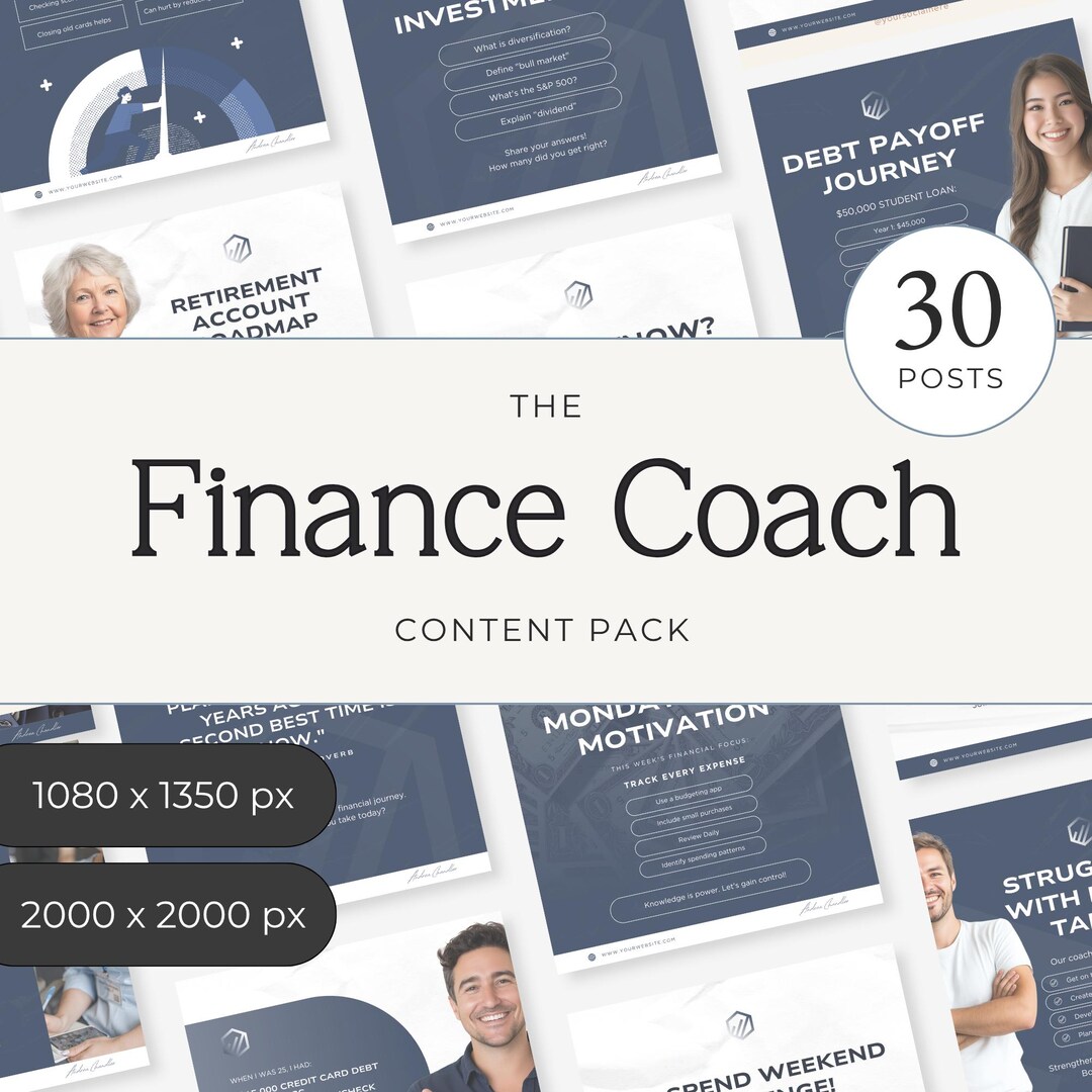 Financial Coach Instagram Templates, Canva Editable Money Coach Posts ...