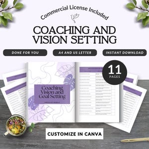 Paquete de plantillas de listas de verificación de coaching editables para coaches de vida y negocios, kit de herramientas Canva, tamaño A4 y carta de EE. UU., planificador de sesiones imprimible en PDF