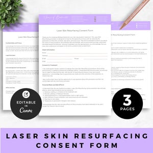 Editable Laser Skin Resurfacing Consent Form | Medspa Client Intake Template | Printable Aesthetic Treatment Waiver & Liability Release
