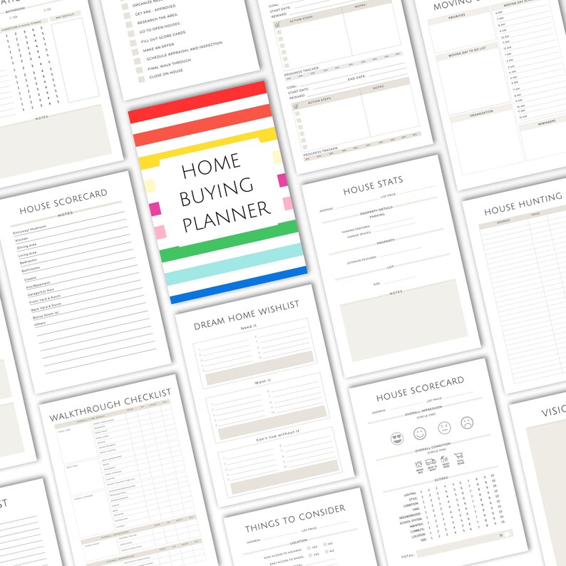 first time home buyer planner with checklist and timeline
printable home purchase planner with offer and budget sheets