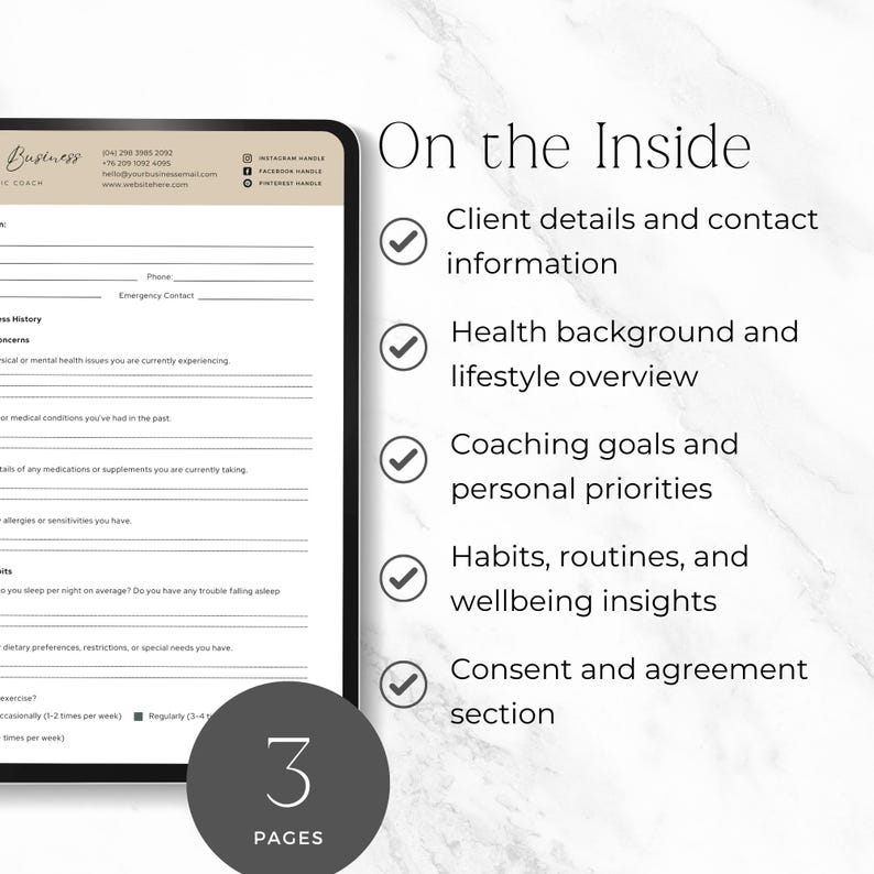 Holistic Coach Client Intake Form | Wellness Coaching Questionnaire ...