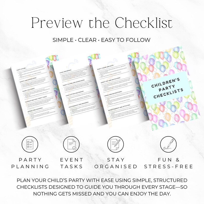 Kids Birthday Party Checklist Printable, Birthday Planning Guide, Guest ...