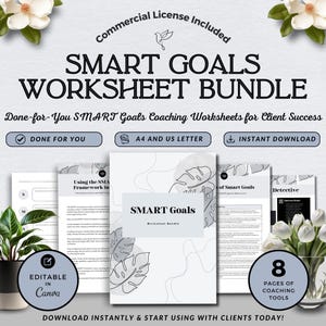 SMART Ziele Coaching Arbeitsblatt Vorlage für Canva, druckbarer Zielplaner, Life Coach Business Workbook, bearbeitbares PDF für Ziele