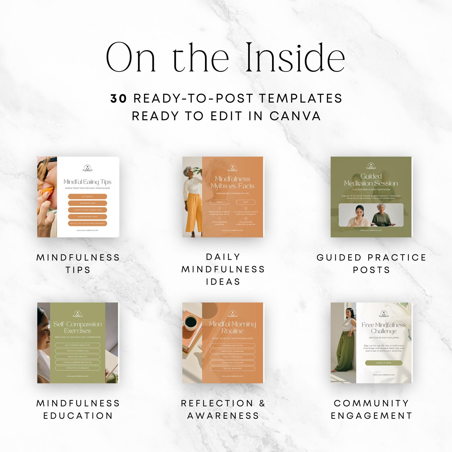Mindfulness Coach Instagram Templates, Canva Wellness Social Media ...