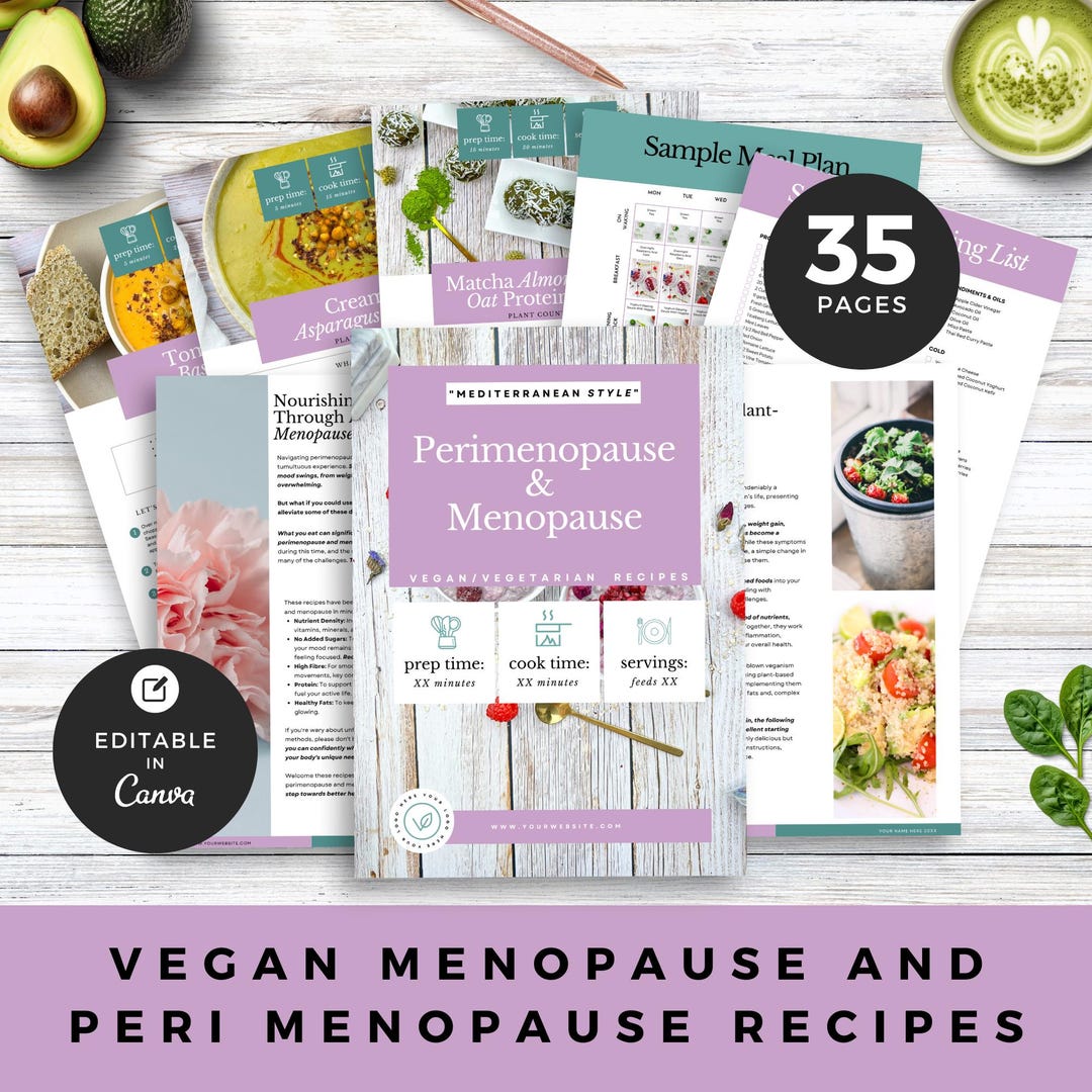 Editable Vegan Menopause Recipe Book Template for Perimenopause Guide ...