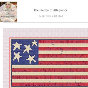 The Pledge of Allegiance counted cross stitch pattern Digital Instant Download PDF Flag Rustic
