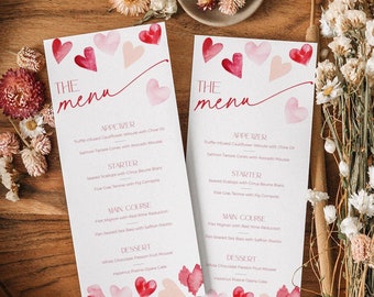 Valentine Menu Card Template, Love is in the Air Buffet For Place Setting, Little Sweetheart Thank You Place Label, Feburary Dinner, CH84