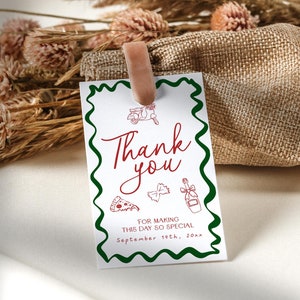 Thats Amore Hand Drawn Italian Thank You Tag Printable, Wavy Border Bridal Shower Favor Bag Label, Love Pizza Rehearsal Gift Sticker, BS103
