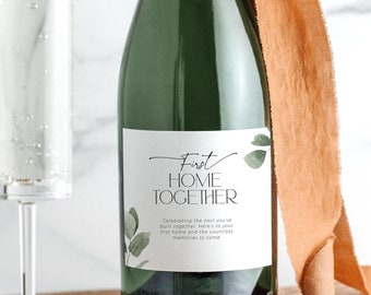 Eucalyptus Marriage Milestone Wine Labels, Bachelorette Greenery Champagne Bottle Tags, Modern Sage Green 1st Year Gift, Couple Firsts, BS39