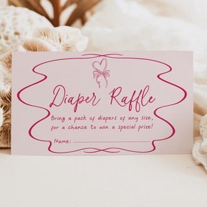 Schleife Valentin Windel Lotterielos, Coquette Pink Liebe Kleiner Schatz auf dem Weg, Herz Mädchen Februar Baby Shower Spielkarte CH96
