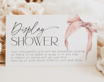 Pink Bow Bridal Shower Invitation Unwrapped Gift Display, Tying the knot Wedding Invite Insert, Don't Wrap Present Card, Baby Party, BS58