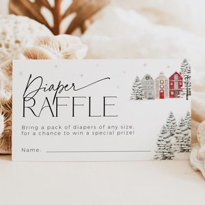 Il faut un modèle de billet de tombola de couches du village, un jeu de baby shower des bois, une carte de maisons de Noël au pays des merveilles d'hiver sans distinction de sexe, CH48