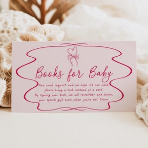 Schleife Valentinstag Bücher für Baby Anfrage Vorlage, Kokette Rosa Liebe Kleiner Schatz auf dem Weg, Herz Mädchen Februar Baby Shower Karte, CH96