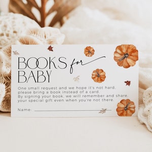 Livres pour carte d'invitation pour baby shower, petite citrouille orange sur la route garçon, tomber amoureux d'une fille, demande de livre feuilles d'automne, CH66