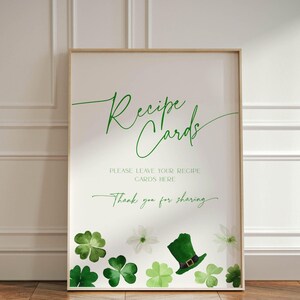 Modèle de signe de cartes de recette de la Saint-Patrick, signalisation de Table trèfle irlandais vert, douche nuptiale de la chance en amour, saupoudrer bébé de mars, CH101