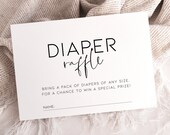 Minimalist Diaper Raffle Ticket Printable, Modern Baby Shower Diaper Raffle Card Digital, Gender Neutral Clean Shower Invite Insert Boy BB17