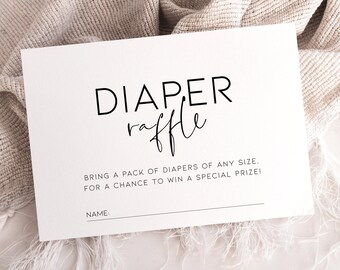 Minimalist Diaper Raffle Ticket Printable, Modern Baby Shower Diaper Raffle Card Digital, Gender Neutral Clean Shower Invite Insert Boy BB17