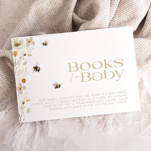 Livres pour bébé carte douche abeille TÉLÉCHARGEMENT IMMÉDIAT, demande de livre bébé en fleurs insertion imprimable, modèle bourdon de prairie de fleurs, BB30