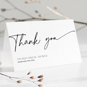 Biglietto di ringraziamento minimalista per addio al nubilato DOWNLOAD, elegante nota di ringraziamento con scrittura classica stampabile, modello minimalista moderno per festa del bambino, BS35