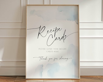 Recipe Cards Sign She is on Cloud Nine Bridal Shower, Dusty Something Blue Bachelorette Signage, Baby Party Poster, Wedding Favor DIY, BS37