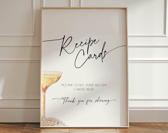 Recipe Cards Sign Pearls and Prosecco Bridal Shower Decoration, Bubbly Champagne Brunch Table Signage Hen Party, Bach Banner Printable, BS61