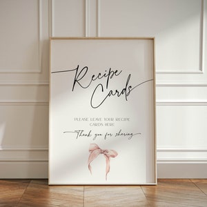 Ricette Schede Segno Lei sta per sposarsi Bridal Shower, Segnaletica Fiocco Rosa Fard Stampabile, Banner per Addio al Nubilato, Poster per Tavolo da Matrimonio BS58
