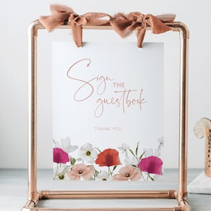 Baby in Bloom Poppies Baby Shower Sign the Guestbook Sign INSTANT DOWNLOAD April Shower Guest Book Sign Summer Wildflower Garden Party BB16