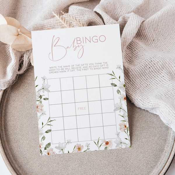 Baby Shower Games Baby Shower Gift Bingo, Baby in Bloom Funny Baby Shower Bingo Game Printable, Custom Blush Pink April Showers Game, BB13