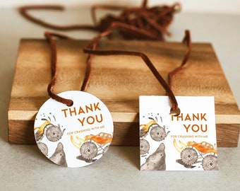 Monster Truck birthday favor tag template, printable monster truck favour bag label instant download, editable boys party supplies, BK07