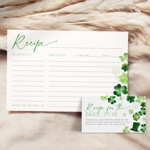 Groene St. Patrick's Day-receptkaartsjabloon, Ierse bruids douche uitnodiging set, bewerkbare Lucky in Love vrijgezellen klavertje vier, CH101