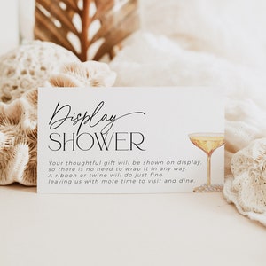 Présentoir cadeau non emballé pour faire-part pour une douche nuptiale, perles et prosecco, insertion d'invitation pour brunch et mariage pétillant, carte-cadeau sans emballage, BS61
