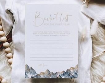 Baby Shower Games "Bucket List for the First Year", Mountain Themed Fun Baby Shower Game Printable, Custom Adventure Begins Games Boys, BB21