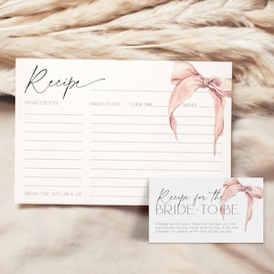 Rosa Schleife Rezept Kartenvorlage Brautdusche Einladung, bearbeitbar Sie bindet den Knoten Einladen Hochzeit einladen, Blush druckbare Download, BS58