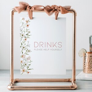 Drinks Sign Please Help Yourself Spring Bloom DIGITAL DOWNLOAD Floral Garden Baby Shower, Baby in Bloom Bar Sign April Showers Template BB13