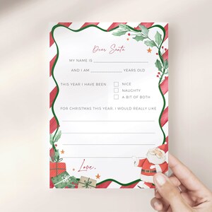 Letter To Santa Wish List PRINTABLE, Kids Holiday Wishes Template, Editable Christmas Gift Sheet Children, Xmas Instant Download, CH49