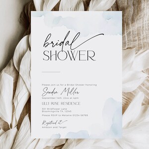On Cloud 9 Bridal Shower Invitation PRINTABLE, Something Blue Invite Wedding Engagement Download, Shes on Cloud Nine Editable Template, BS37