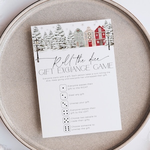 Christmas Dice Exchange Game, Printable Roll the Dice Office Xmas Party Activity, Work Gift Event, Santa Present Left Right Download, CH48