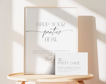 Panty Game For Bridal Shower Card Minimal Template, Modern Bachelorette Panty Sign, Simple Printable Lingerie Invite Insert Hen Party, BS35