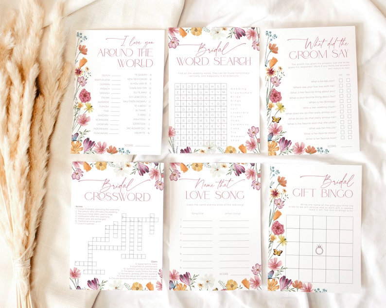 Pacchetto gioco Wildflower Bridal Shower, pacchetto modificabile Love in Bloom Hen Party, stampe floreali per addio al nubilato, attività floreali per matrimonio, BS98 immagine 5