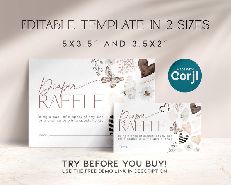 Plantilla de boleto de rifa de pañales para San Valentín con forma de ...