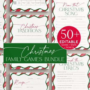 Fun Christmas Party Games Pack with Wavy Border, Adult Christmas Games, Holiday Party Activities Kids, Family Gift Exchange Game Xmas, CH49