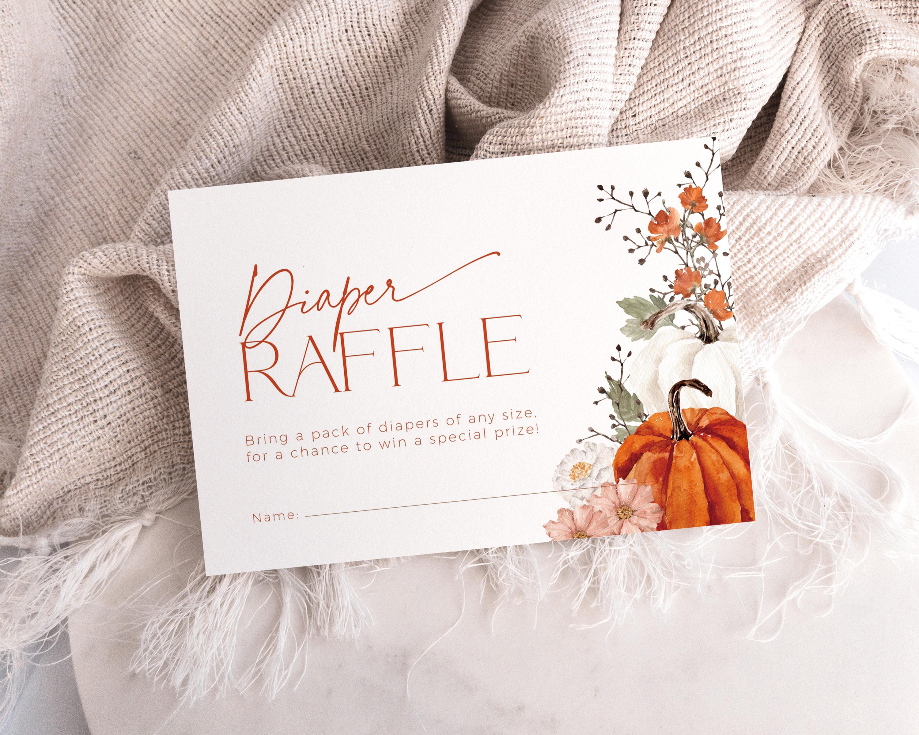 Hello Fall Raffle Printable Tickets Falling in Love Diaper Raffle Ticket Invite Insert, Little Pumpkin on ...