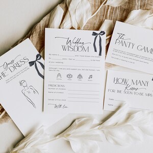 Black Bow She is tying the knot Bridal Shower Games BUNDLE, Gothic Bachelorette Party, Printable Wedding Activity, Coquette Dark Bride, BS99 image 4