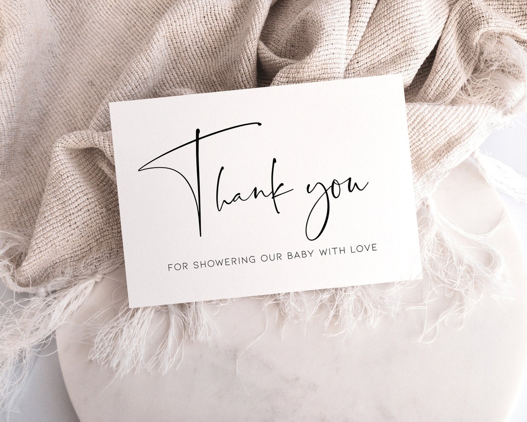 Minimalist Thank You Note Baby Shower Printable, Modern Baby Shower
